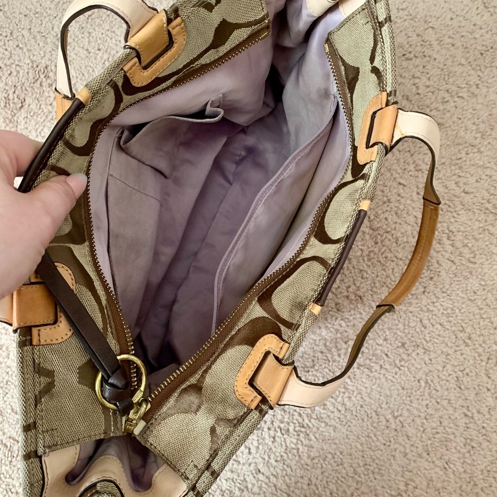 Coach Brown and Tan Signature Tote - Picture 9 of 12